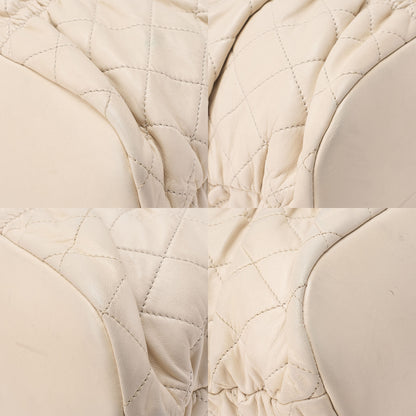 CHANEL Lambskin Matelasse Wrinkle Design Chain Shoulder Ivory Silver-Tone Hardware, Pre-Owned