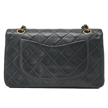 CHANEL Lambskin Matelasse Double Flap 23cm Chain Shoulder Black Gold-Tone Hardware, Pre-Owned