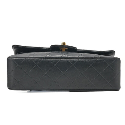 CHANEL Lambskin Matelasse Double Flap 23cm Chain Shoulder Black Gold-Tone Hardware, Pre-Owned