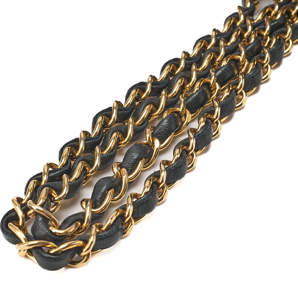 CHANEL Lambskin Matelasse Double Flap 23cm Chain Shoulder Black Gold-Tone Hardware, Pre-Owned