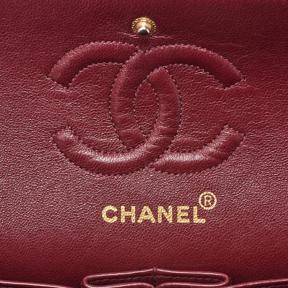 CHANEL Lambskin Matelasse Double Flap 23cm Chain Shoulder Black Gold-Tone Hardware, Pre-Owned