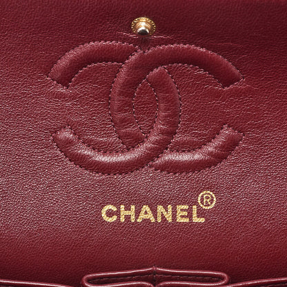 CHANEL Lambskin Matelasse Double Flap 23cm Chain Shoulder Black Gold-Tone Hardware, Pre-Owned