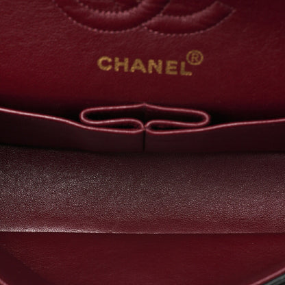CHANEL Lambskin Matelasse Double Flap 23cm Chain Shoulder Black Gold-Tone Hardware, Pre-Owned