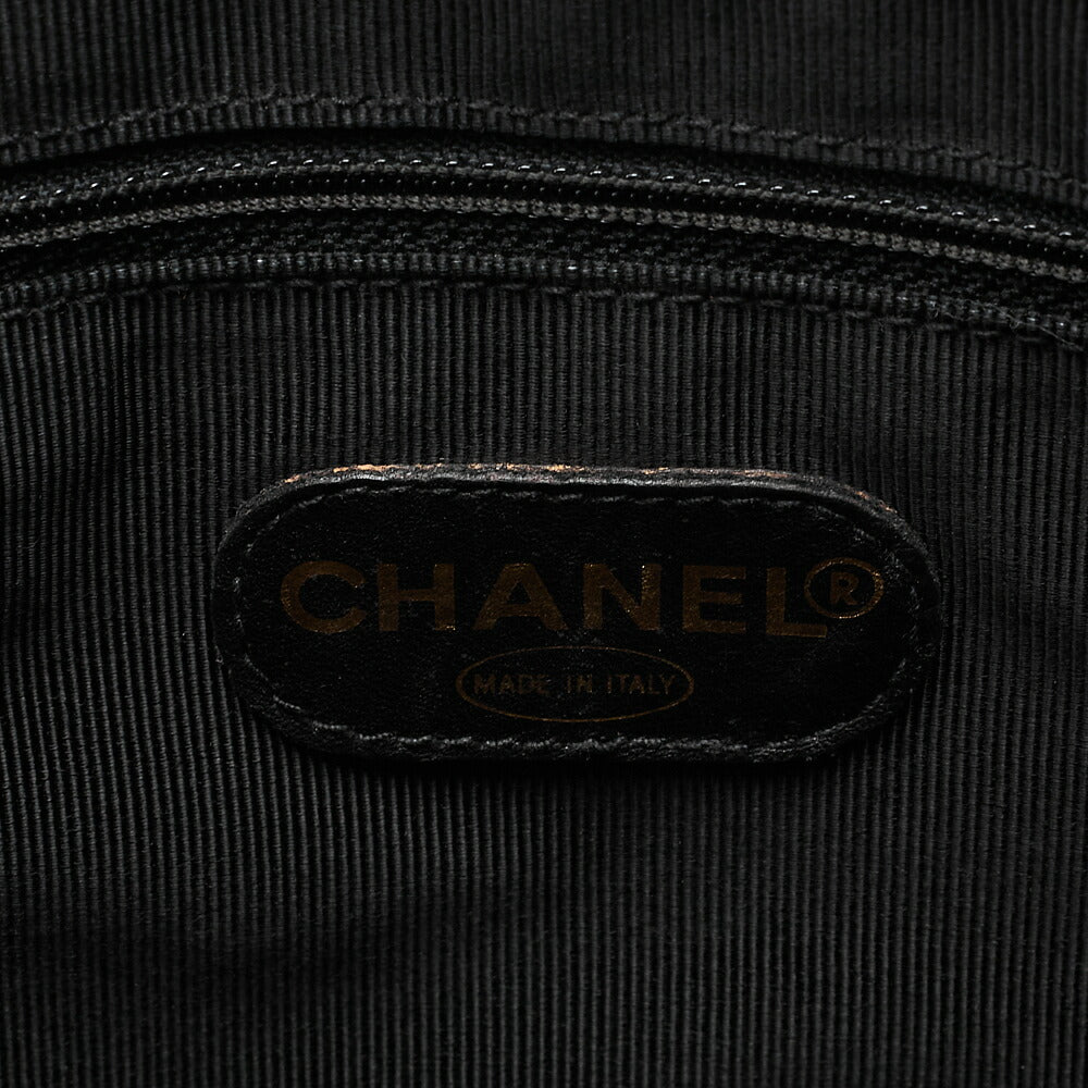 CHANEL Double Chain Tote Bag Triple Coco with Logo Charm Caviar Skin Black Gold-Tone Hardware, Pre-Owned