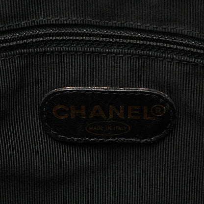 CHANEL Double Chain Tote Bag Triple Coco with Logo Charm Caviar Skin Black Gold-Tone Hardware, Pre-Owned