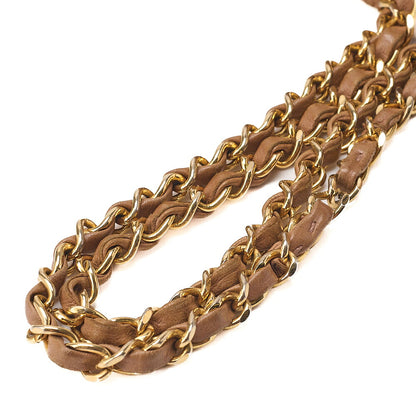 CHANEL Lambskin Matelasse Single Flap Chain Shoulder Beige x Black Gold-Tone Hardware, Pre-Owned