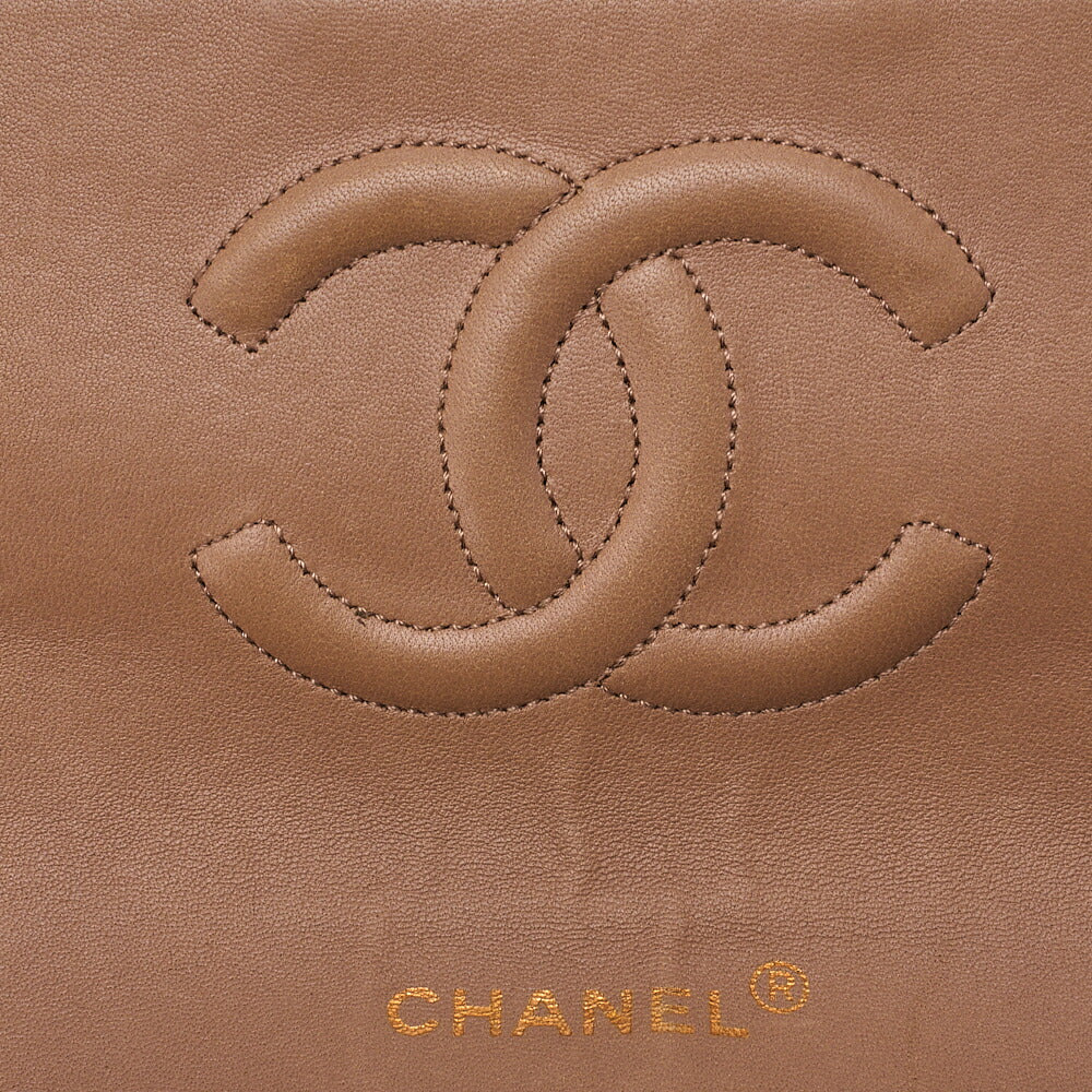 CHANEL Lambskin Matelasse Single Flap Chain Shoulder Beige x Black Gold-Tone Hardware, Pre-Owned