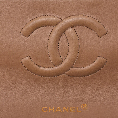 CHANEL Lambskin Matelasse Single Flap Chain Shoulder Beige x Black Gold-Tone Hardware, Pre-Owned