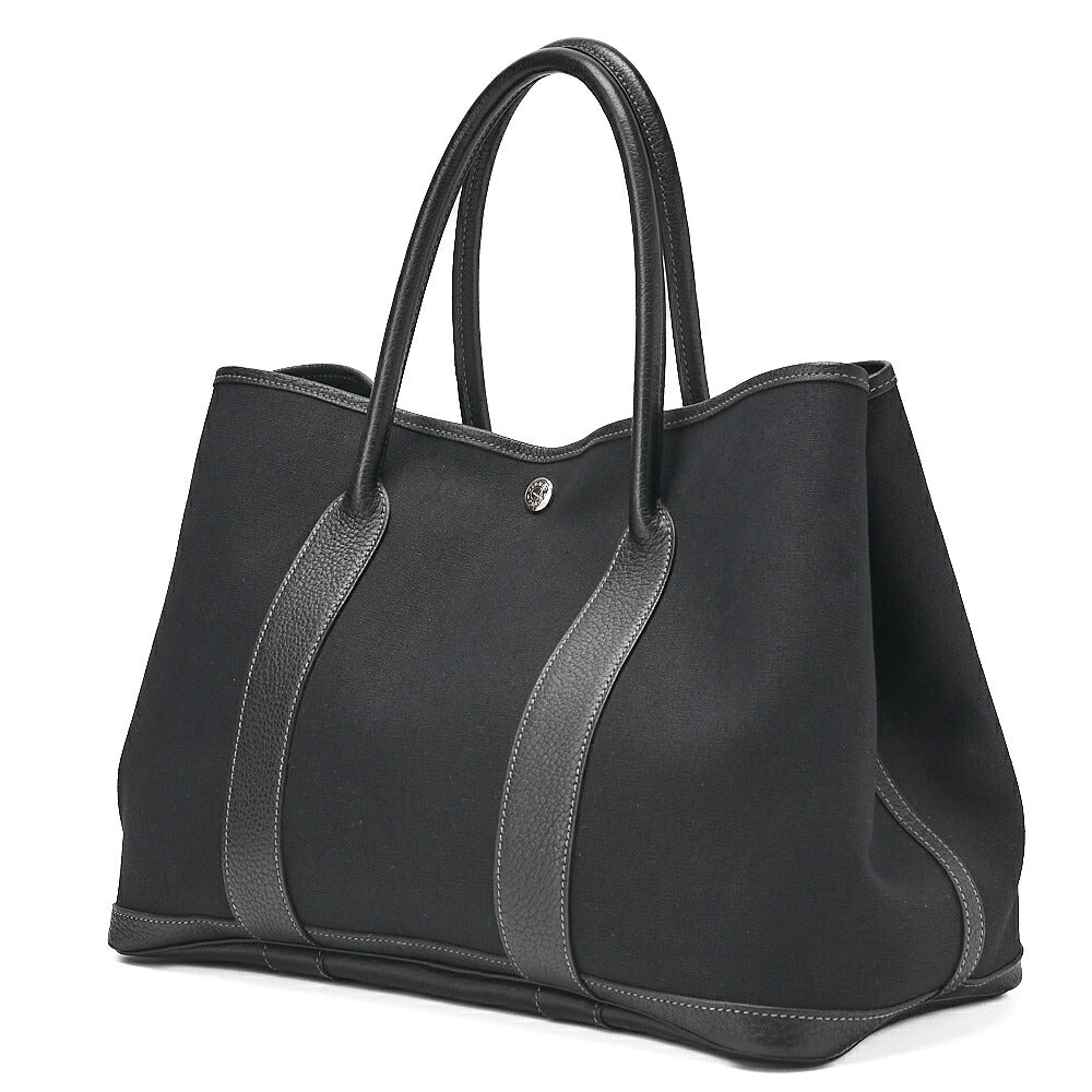 HERMES Hermes Garden Party PM Tote Bag Black Silver-Tone Hardware, Pre-Owned]