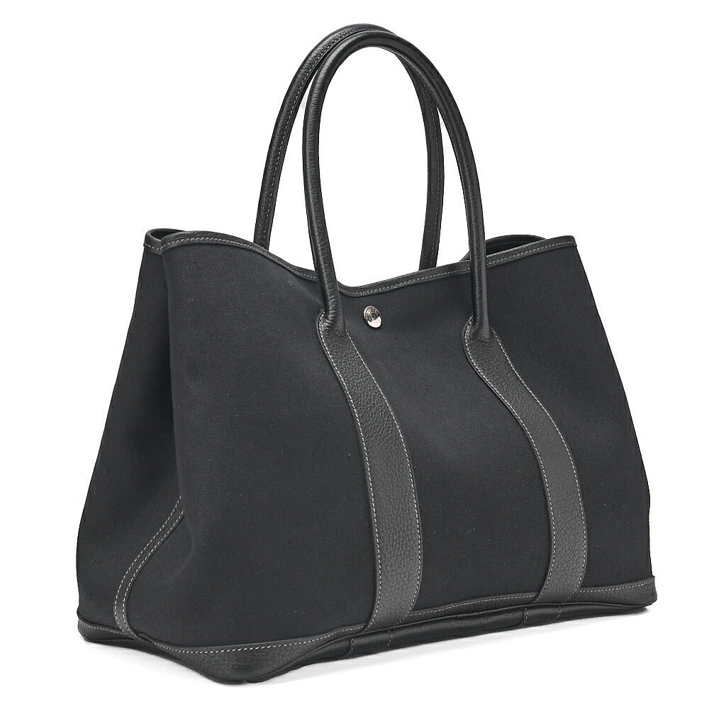 HERMES Hermes Garden Party PM Tote Bag Black Silver-Tone Hardware, Pre-Owned]