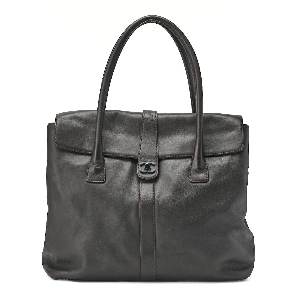 CHANEL Lambskin Bicolore Large Size Tote Bag Brown (Black Hardware) Ladies' Bag Brand [Used] [Free Shipping]