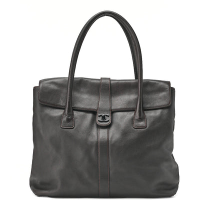CHANEL Lambskin Bicolore Large Size Tote Bag Brown (Black Hardware) Ladies' Bag Brand [Used] [Free Shipping]