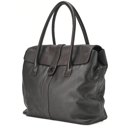 CHANEL Lambskin Bicolore Large Size Tote Bag Brown (Black Hardware) Ladies' Bag Brand [Used] [Free Shipping]