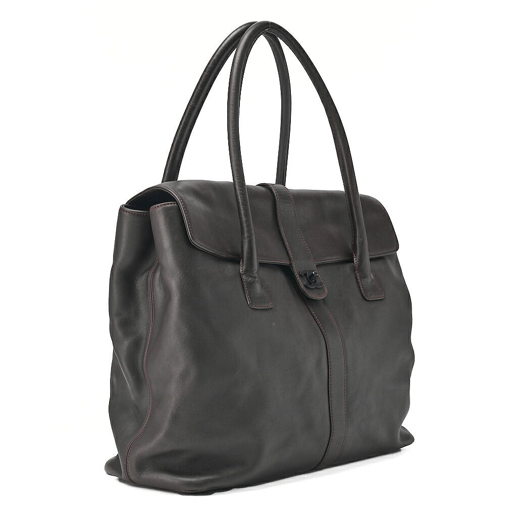 CHANEL Lambskin Bicolore Large Size Tote Bag Brown (Black Hardware) Ladies' Bag Brand [Used] [Free Shipping]