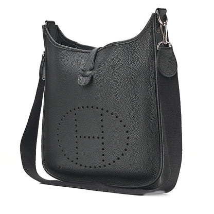 HERMES Herm?s Evelyn 1PM Taurillon Clemence Shoulder Bag Black Silver-Tone Hardware, Pre-Owned