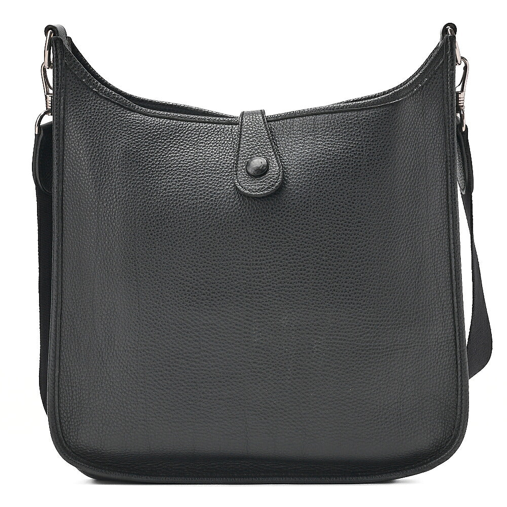 HERMES Herm?s Evelyn 1PM Taurillon Clemence Shoulder Bag Black Silver-Tone Hardware, Pre-Owned