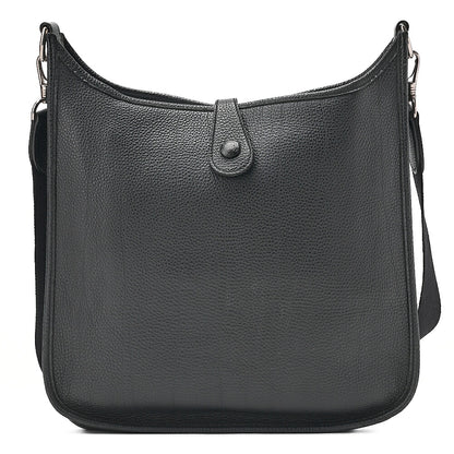 HERMES Herm?s Evelyn 1PM Taurillon Clemence Shoulder Bag Black Silver-Tone Hardware, Pre-Owned