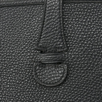 HERMES Herm?s Evelyn 1PM Taurillon Clemence Shoulder Bag Black Silver-Tone Hardware, Pre-Owned