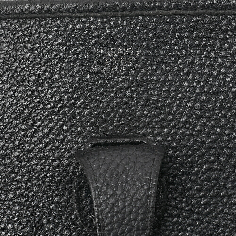 HERMES Herm?s Evelyn 1PM Taurillon Clemence Shoulder Bag Black Silver-Tone Hardware, Pre-Owned