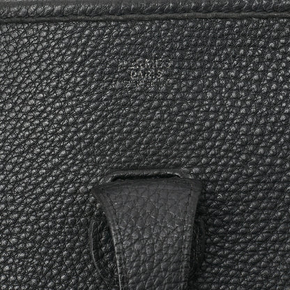 HERMES Herm?s Evelyn 1PM Taurillon Clemence Shoulder Bag Black Silver-Tone Hardware, Pre-Owned