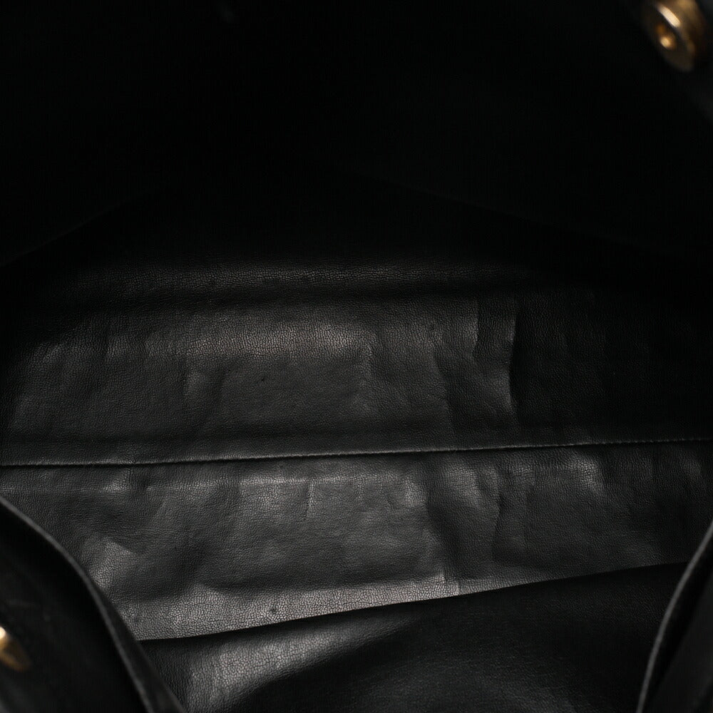 CHANEL Lambskin Leather x Matelasse with Coco Charm Large Size Chain Shoulder Black Gold-Tone Hardware, Pre-Owned