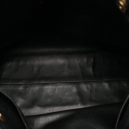 CHANEL Lambskin Leather x Matelasse with Coco Charm Large Size Chain Shoulder Black Gold-Tone Hardware, Pre-Owned