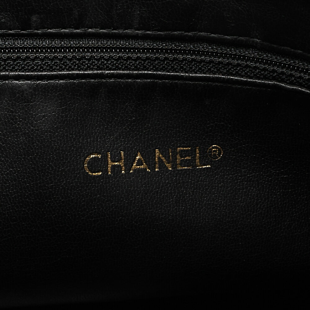 CHANEL Lambskin Leather x Matelasse with Coco Charm Large Size Chain Shoulder Black Gold-Tone Hardware, Pre-Owned