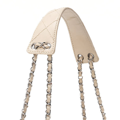 CHANEL Lambskin Wild Stitch Chain Shoulder Ivory Silver-Tone Hardware, Pre-Owned