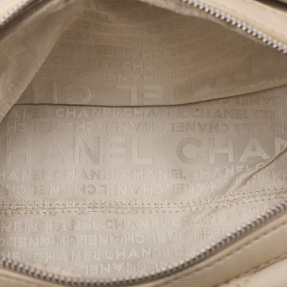 CHANEL Lambskin Wild Stitch Chain Shoulder Ivory Silver-Tone Hardware, Pre-Owned
