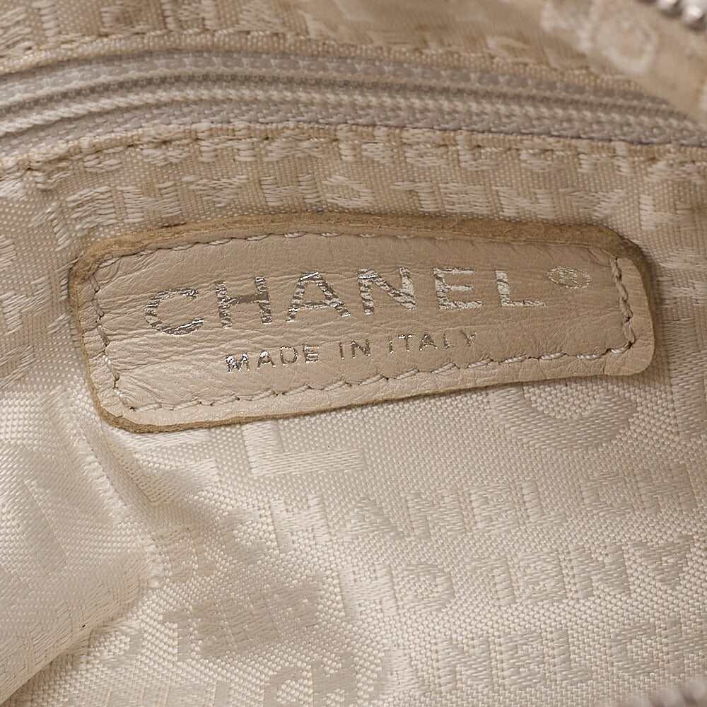 CHANEL Lambskin Wild Stitch Chain Shoulder Ivory Silver-Tone Hardware, Pre-Owned