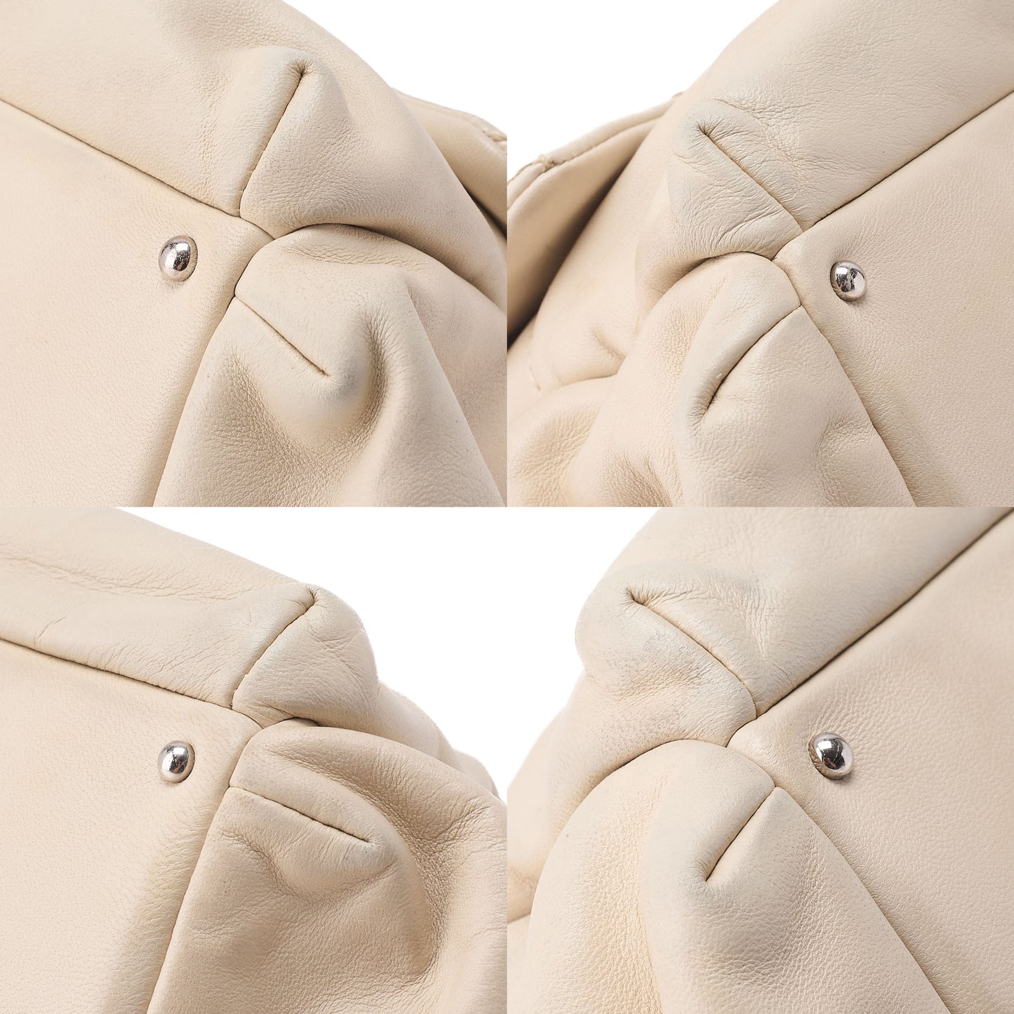 CHANEL Lambskin Wild Stitch Chain Shoulder Ivory Silver-Tone Hardware, Pre-Owned