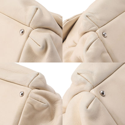 CHANEL Lambskin Wild Stitch Chain Shoulder Ivory Silver-Tone Hardware, Pre-Owned