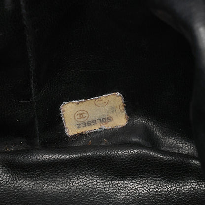 CHANEL Lambskin Drawstring Ball Charm Shoulder Bag Black Gold-Tone Hardware, Pre-Owned