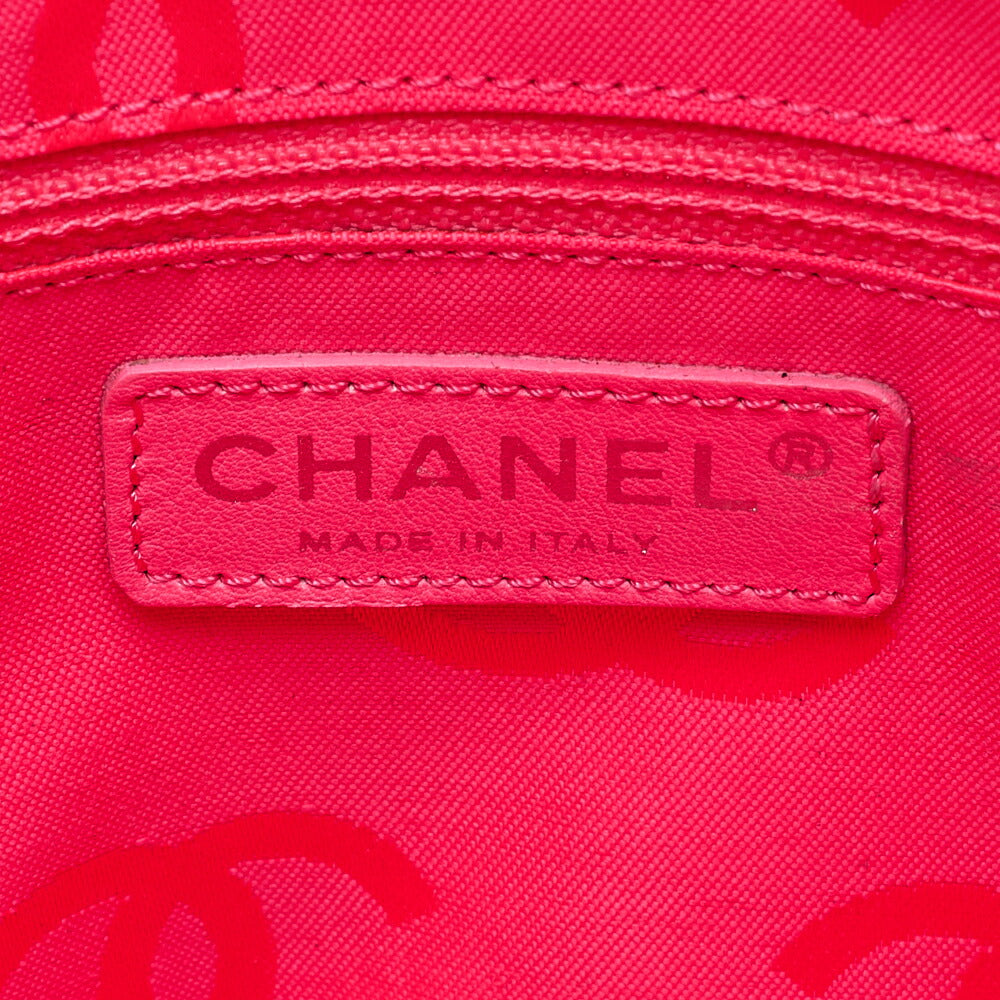 CHANEL Calf Leather Cambon Line Medium Tote Bag Black x White Silver-Tone Hardware, Pre-Owned