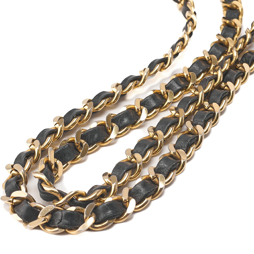 CHANEL Lambskin Leather x Matelasse with Coco Charm Large Size Chain Shoulder Black Gold-Tone Hardware, Pre-Owned