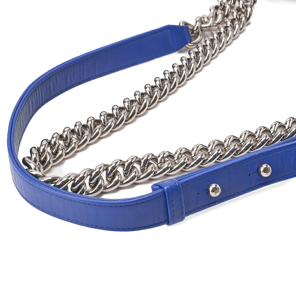 CHANEL Tweed x Lambskin Boy Chanel Chain Shoulder Navy Silver-Tone Hardware, Pre-Owned