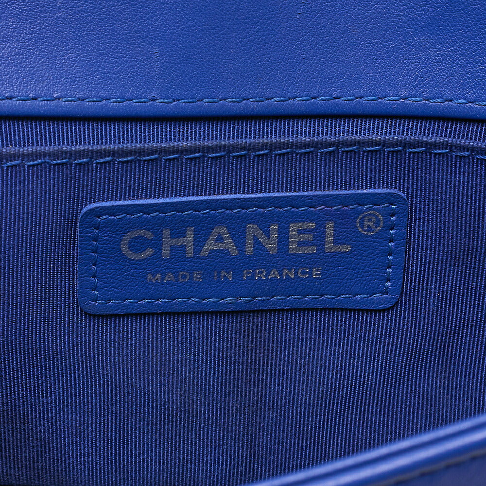 CHANEL Tweed x Lambskin Boy Chanel Chain Shoulder Navy Silver-Tone Hardware, Pre-Owned