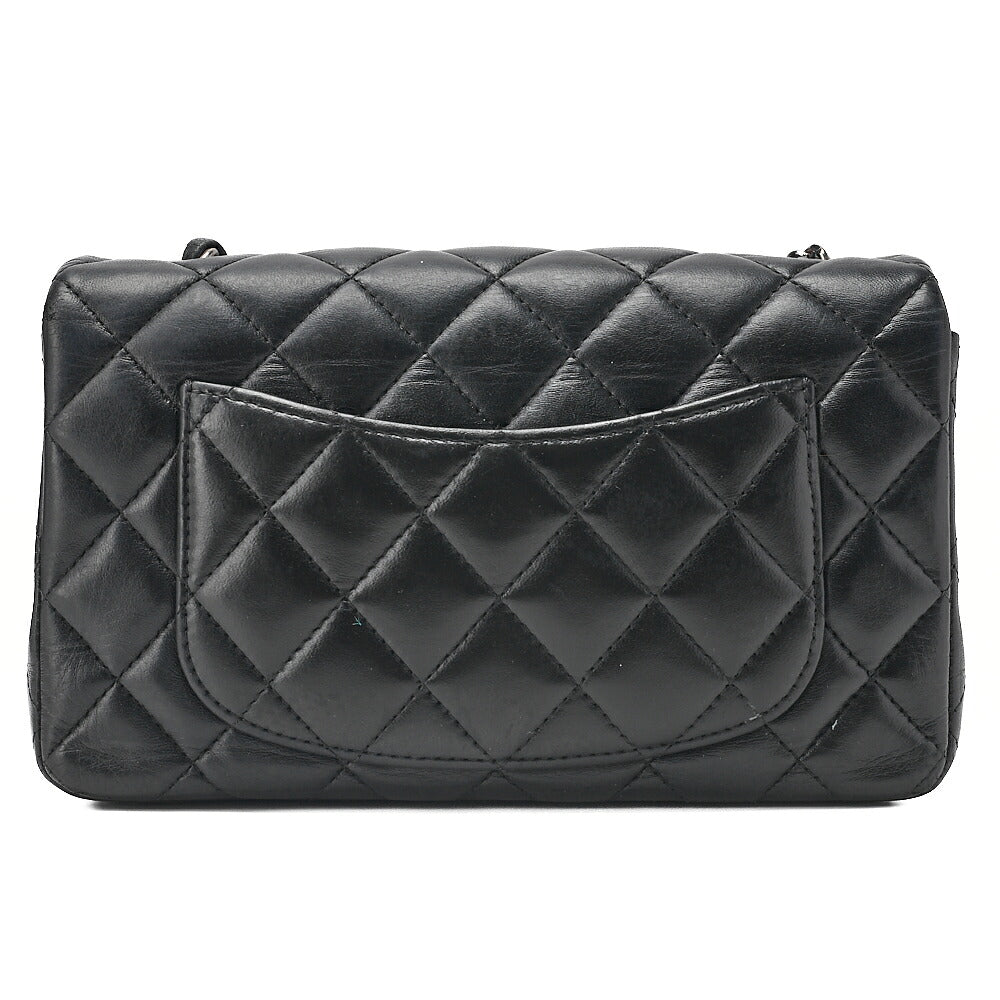 CHANEL Chain Shoulder Bag Minima Telass? 20cm Lambskin Black Silver-Tone Hardware, Pre-Owned
