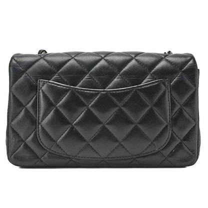 CHANEL Chain Shoulder Bag Minima Telass? 20cm Lambskin Black Silver-Tone Hardware, Pre-Owned