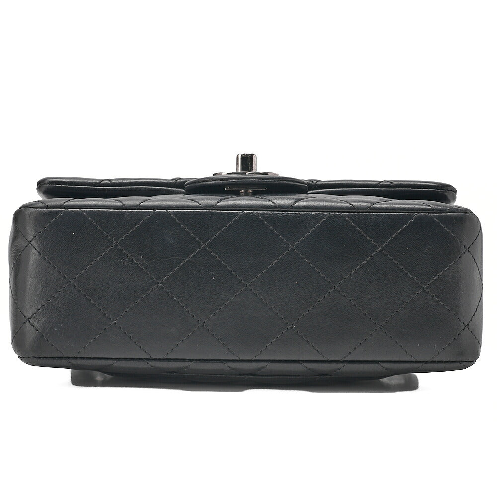 CHANEL Chain Shoulder Bag Minima Telass? 20cm Lambskin Black Silver-Tone Hardware, Pre-Owned