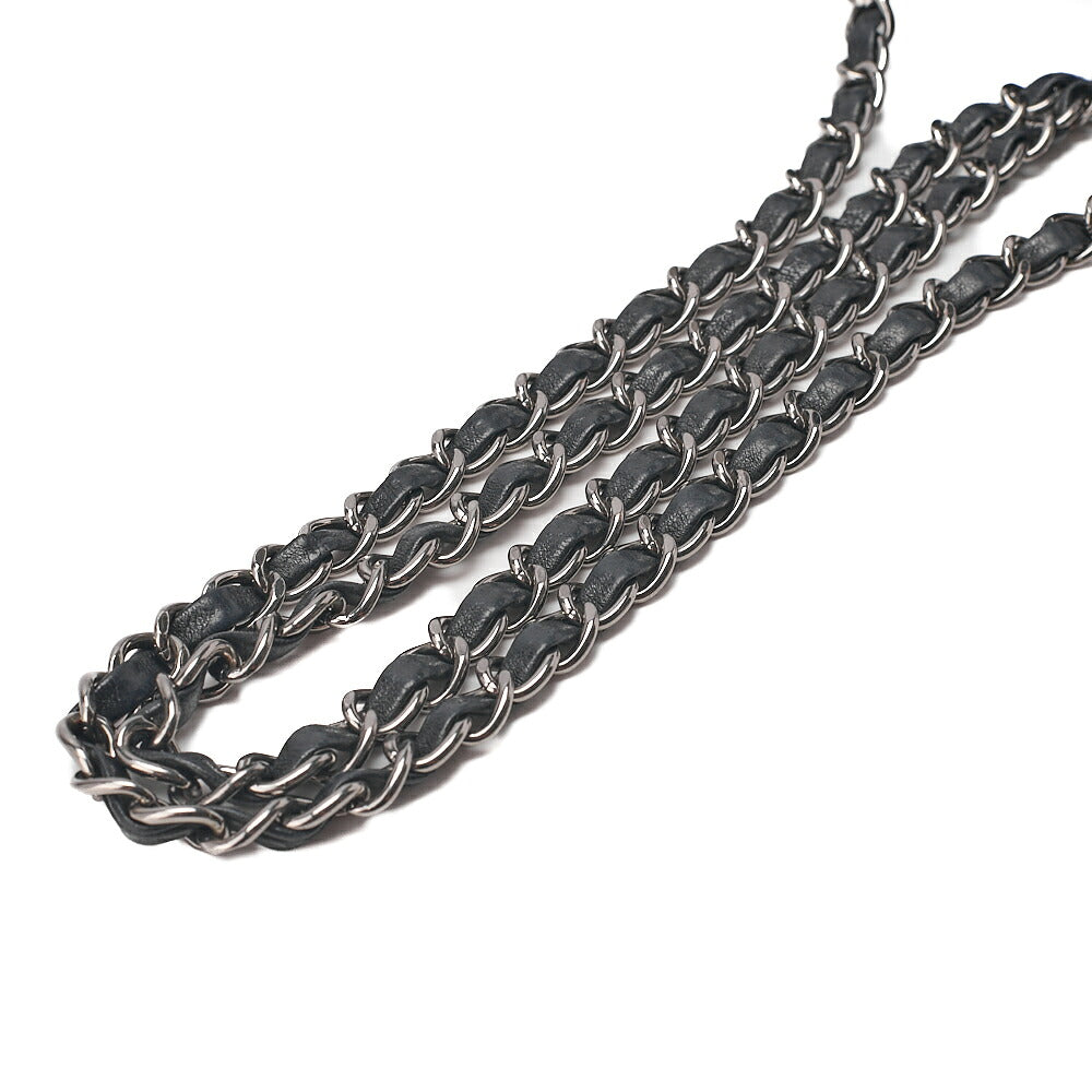 CHANEL Chain Shoulder Bag Minima Telass? 20cm Lambskin Black Silver-Tone Hardware, Pre-Owned