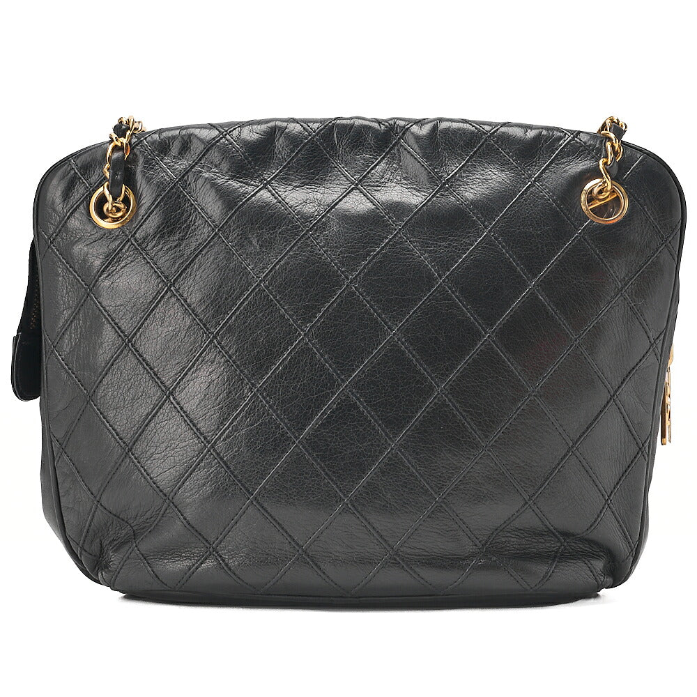 CHANEL Chanel Matelasse Plate Charm Chain Shoulder Lambskin Black Gold-Tone Hardware, Pre-Owned