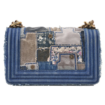 CHANEL Boy Chanel 20cm Chain Shoulder Denim Blue Gold-Tone Hardware, Pre-Owned