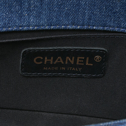 CHANEL Boy Chanel 20cm Chain Shoulder Denim Blue Gold-Tone Hardware, Pre-Owned