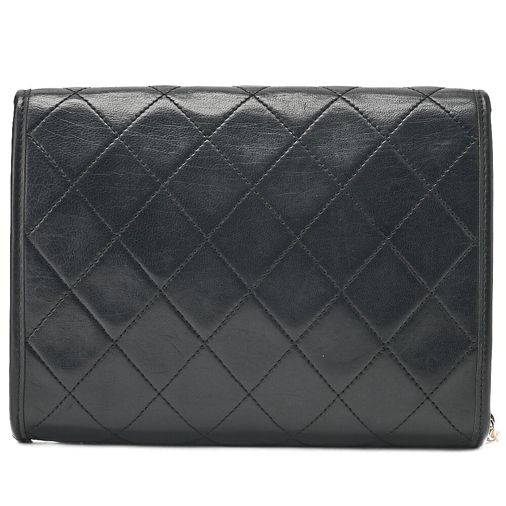 CHANEL Shoulder Bag Matelasse Push Lock Lambskin Black Gold-Tone Hardware, Pre-Owned