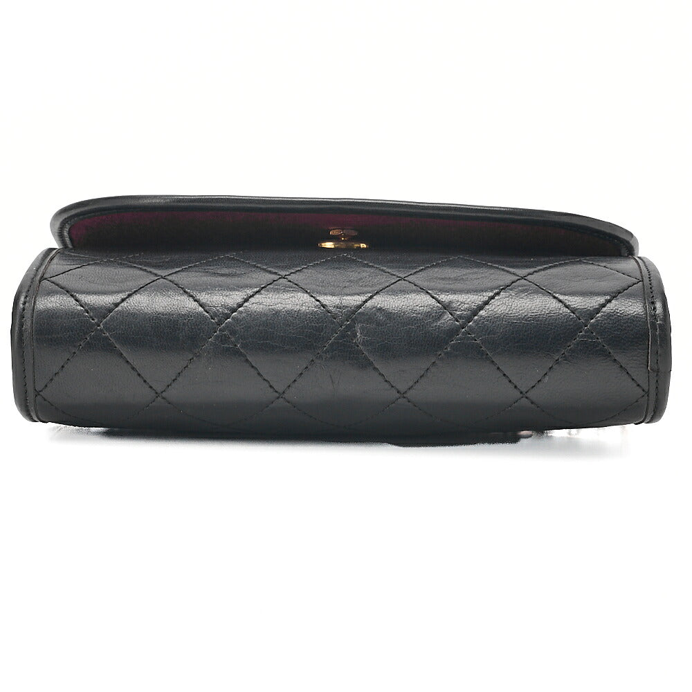 CHANEL Shoulder Bag Matelasse Push Lock Lambskin Black Gold-Tone Hardware, Pre-Owned