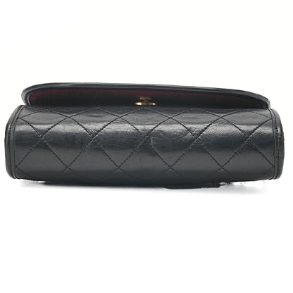CHANEL Shoulder Bag Matelasse Push Lock Lambskin Black Gold-Tone Hardware, Pre-Owned
