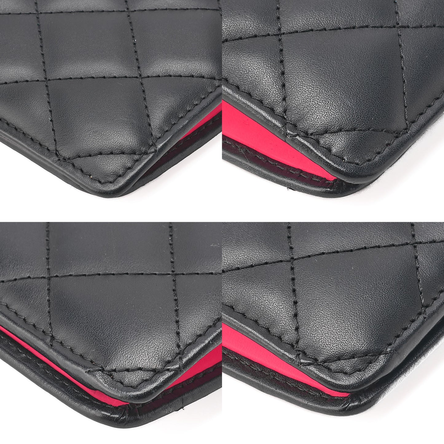 CHANEL Calf Leather Kanbon Line Matelasse Bi-Fold Long Wallet Black Silver-Tone Hardware, Pre-Owned
