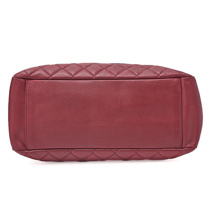 CHANEL Matelasse GST Coco Mark Double Chain Shoulder Caviar Skin Red Silver-Tone Hardware, Pre-Owned