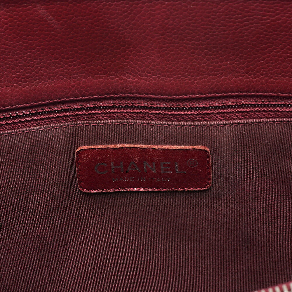 CHANEL Matelasse GST Coco Mark Double Chain Shoulder Caviar Skin Red Silver-Tone Hardware, Pre-Owned
